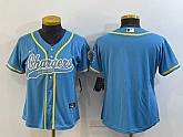 Women's Los Angeles Chargers Blank Blue With Patch Cool Base Stitched Baseball Jersey,baseball caps,new era cap wholesale,wholesale hats